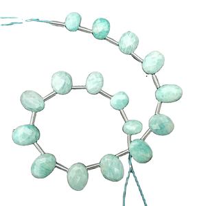 Natural Amazonite Gemstone Faceted Oval Shape Briolette Beads Making Handmade Jewelry Wholesale <b>Top</b> Quality - Product Image 1