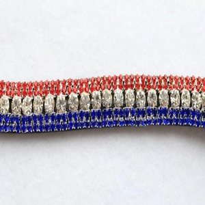 Banda de cejas de caballo de cuero con forma de onda de cuero de silla gruesa diseñada con cristales multicolores de lujo de 3 filas banda de cejas Bling - Product Image 5