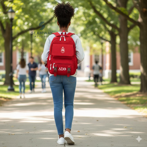 Delta |   Sigma |   Mochila Theta Sorority, Mochila Resistente de Pana, Elegante Mochila para Portátil, Mochila para Senderismo al Aire Libre - Product Image 4