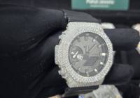 Montre G-Sh0 entièrement sertie de diamants, style buste personnalisé, Moissanite VVS, Hip Hop, boîtier en acier inoxydable de luxe, 42 mm, unisexe, quartz, bracelet en caoutchouc