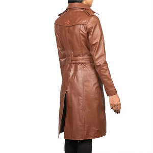 Manteau long en cuir pour femme, style nouveau, doublure chaude, veste d'hiver avec boutons sur le devant, personnalisable - Product Image 6