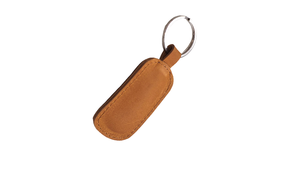 Porte-clés en cuir de forme oblongue, durable, couleur beige - Product Image 6