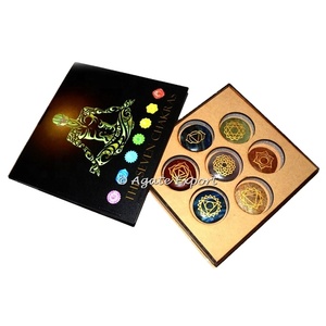 Ensemble de cristal naturel à 7 chakras et pierre d'agate Style Feng Shui avec symbole du cœur Sculpture thème Reiki pour l'amour et l'harmonie - Product Image 5