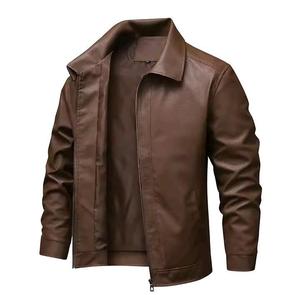 Veste en simili cuir pour hommes, veste de moto automne et hiver, veste en cuir noir à la mode, trench-coat décontracté pour la rue - Product Image 1