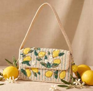 Beaded Lemon Embroidery Shoulder Bag Summer Bohemian Mini Purse - Product Image 1