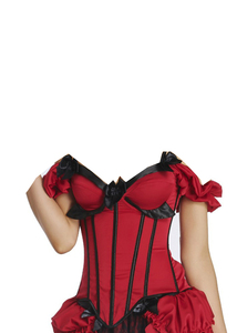 Corsé Rojo de Satén para Mujer con Lazos Negros Decorativos, Faja Moldeadora de Control Firme para Adultos - Product Image 4