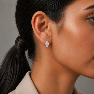 ต่างหูเพชรทรงมาร์คีส์ เพชรเลี้ยงในห้องปฏิบัติการ ทองคำแท้ 14K 18K แบบสองขา ติดเพชรเดี่ยว DEF VVS ของขวัญครบรอบสุดคลาสสิก ขายส่ง - Product Image 2