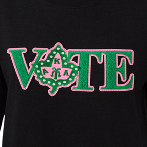  Sudadera Vote con Chenilla Ivy Negra para Mujer, Cuello Redondo, Manga Larga, Estilo Sorority, Informal, Suave y Cómoda - Product Image 5