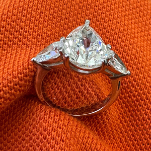 Bague de fiançailles unisexe en diamant de laboratoire taille poire 5 carats, plaqué or 14 carats, bijoux de mariage de luxe certifiés IGI, cadeau - Product Image 5