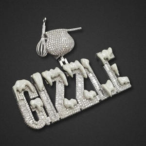 Collier de luxe avec pendentif lettre « GIZZLE » serti de diamants Moissanite, bijou de rappeur, cadeau - Product Image 3