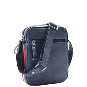 <b>Navy</b> Blue Leather Crossbody <b>Bag</b> With Zipper Pocket And Adjustable Strap For Men And Women Casual Shoulder <b>Bag</b> - Product Image 5