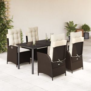 Ensemble de salle à manger de jardin en rotin brun crème noir 4 places, mobilier d'extérieur résistant aux intempéries, style contemporain - Product Image 1