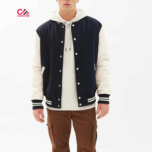 Vintage Men's Baseball Varsity Jacket Quilted <b>Lined</b> Woolen Fabric Winter Warm <b>Coat</b> Plus Size Varsity Jacket With Hood - Product Image 1