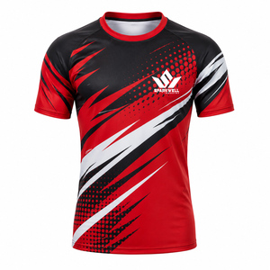 เสื้อรักบี้ชายแบบสั่งทำพิเศษ แขนสั้น ระบายเหงื่อได้ดี ทรงสปอร์ต สีแดง ดำ ขาว ลายเรขาคณิต ใส่ได้ทุกฤดู - Product Image 1