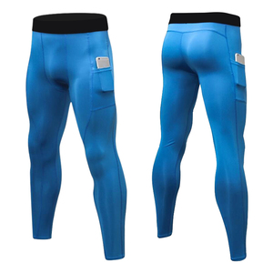 Men's Red Compression Pants <b>Knee</b> <b>Length</b> High Elastic Waist Four-Way Stretch Pockets Yoga <b>Leggings</b> Seamless 85% Polyester - Product Image 1