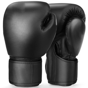 Gants de boxe d'entraînement et de compétition personnalisés avec logo, Muay Thai, couleur noire unie, étiquette privée, service OEM ODM - Product Image 1