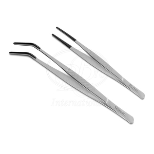 2 pinces à nourrir les reptiles en acier inoxydable, courbées et droites, avec pointe recouverte de PVC, 9,8 et 11,8 pouces, à prise dentelée, pour reptiles - Product Image 1