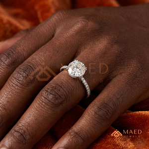 925 Sterling <b>Silver</b> Round Cut Moissanite/Diamond Engagement <b>Ring</b> for Women, Micro Pave Diamond Band <b>Solitaire</b> <b>Ring</b> - Product Image 5