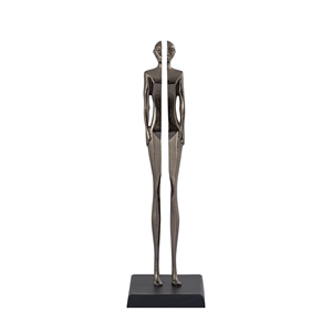 Sculpture d'ange en argent de luxe, statue moderne abstraite en forme d'aile et de flamme, centre de table en métal texturé avec base, vente en gros - Product Image 6