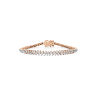 Bracelet tennis en or rose avec diamants marquise pour femme, serti en chaîne, de luxe