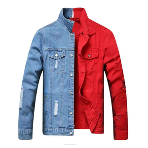เสื้อแจ็คเก็ตยีนส์ผู้ชายแบบใส่ได้สองด้าน สีแดงน้ำเงิน แต่งคอปกแบบพับได้ แขนเสื้อปกติ สวมใส่ได้ในฤดูใบไม้ร่วง - Product Image 3