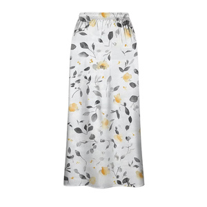 Women's Chiffon Floor-Length A-Line <b>Skirt</b> <b>Elastic</b> <b>Waist</b> Digital Printed Leaf Soft Full-Length Spring Style Elegant All Seasons - Product Image 3