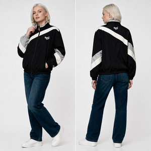 Chaqueta Cortavientos Ligera con Paneles en Contraste Negros para Mujer y Hombre, Estilo Bomber, con Cremallera, de Moda 2026, Proveedor de Ropa Urbana - Product Image 6