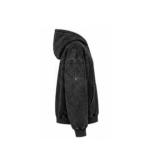 Sudadera con Capucha para Mujer, Estilo Casual, con Pedrería y Lavado Ácido, Logotipo Frontal, Ecológica, para Uso Diario y Urbano, Suministro de Fábrica - Product Image 4