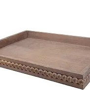 Handcrafted Wooden Serving <b>Tray</b> with Carved Border | Decorative Coffee Table <b>Tray</b> - Product Image 3