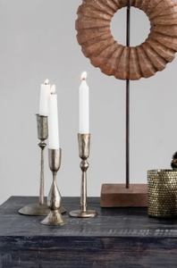 Handcrafted <b>Antique</b> <b>Brass</b> Taper Candle Holder with Hammered Texture and Sculptural Stem for Elegant Vintage Tabletop Decor - Product Image 2