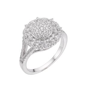 Anillo de lujo de plata 925 con diamantes cultivados en laboratorio, diseño de racimo multicapa con piedras brillantes para joyería al por mayor. - Product Image 1