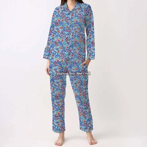 Pyjama indien 100% pur coton Ensemble de pyjama en coton pour femme Printemps/Été Floral/Caractère/Lettre/Motif/Vacances/Motif cocotier - Product Image 5