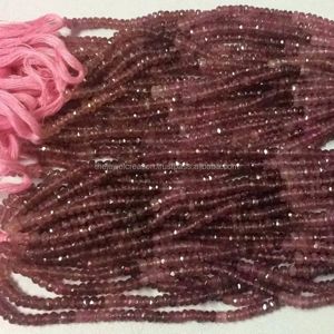 Perles de pierre facettées rondes en tourmaline rose naturelle AAA de 3 mm et 4 mm, certifiées IGI, pour la fabrication de bijoux, vente en gros régulière - Product Image 1