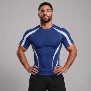 Maillot de compression à manches courtes personnalisé avec logo OEM pour hommes, imprimé par sublimation, pour MMA, boxe, entraînement en salle de sport, BJJ. - Product Image 5