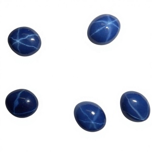 ไพลินบลูสตาร์ทรงรีขนาด 8x10 มม. 3.5 กะรัต ผลิตในห้องปฏิบัติการ ขัดเงาแบบคาโบชอง พร้อมเอฟเฟกต์ดาว 6 แฉก สำหรับทำเครื่องประดับ - Product Image 5