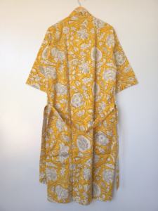 Kimono Artesanal con Estampado a Bloque, 100% Algodón, Ropa de Dormir Larga, Fabricante Mayorista, Manga Larga, Bolsillos, Obra Maestra - Product Image 4