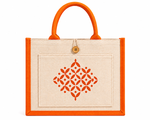 Sac fourre-tout en jute laminé bicolore avec poignée en corde, écologique, réutilisable, sac de shopping personnalisé avec logo imprimé, sac promotionnel avec poche - Product Image 2