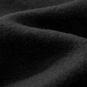 Sudadera con capucha de algodón grueso con cuello y cremallera completa, color negro liso, con logotipo personalizado bordado en 3D y estampado en relieve para hombre y mujer - Product Image 2