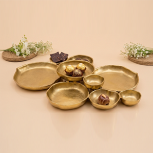 Juego de Tazones de Metal Dorado para Servir, con Múltiples Compartimentos, Texturizados, Redondos, para Cocina, Artesanía, Centro de Mesa Decorativo, Regalo - Product Image 3
