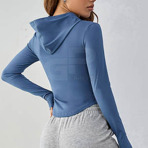 Chaqueta de yoga para mujer, suave al tacto, ligera, de manga larga, tela transpirable, con cremallera completa, para fitness. - Product Image 6