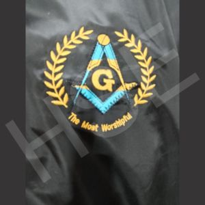 Veste coupe-vent maçonnique brodée sur mesure – Veste noire légère à fermeture éclair intégrale avec logo personnalisé - Product Image 5