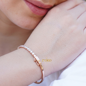 Pulsera de tenis clásica de oro rosa con diamantes, chapada en plata de ley, regalo de lujo para bodas y fiestas, joyería fina para mujer con diseño atemporal - Product Image 6