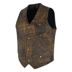 Chaleco de Cuero Napa Suave Estilo Vintage para Hombre, Chaleco de Caza, Chaleco de Cuero Genuino Estilo Rockero, Fabricante Mayorista OEM ODM - Product Image 3
