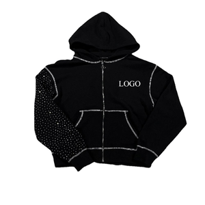 Sudadera con Capucha Decorada con Pedrería para Hombre y Mujer, Sudadera Holgada Moderna con Detalles Brillantes - Product Image 1