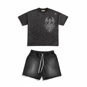Custom Print Logo Summer 2 Piece Shirt and Shorts Set Tracksuit Acid Wash Two Piece Graphic Plus Size Set for Men - Product Image 3