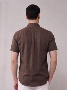Camisas de Vestir Tejidas de Manga Corta, 100% Algodón, Transpirables e Informales, con Logotipo en la Parte Posterior del Cuello, para Hombre, Marca Enovate - Product Image 2