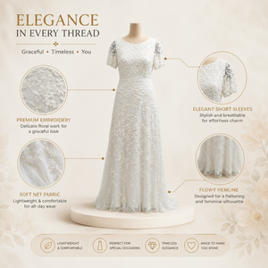 Luxury White Floral Embroidered Maxi Dress for Women Elegant Evening Party Wedding Guest Lace Mesh Formal Occasion Gown Premium - Product Image 5