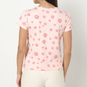T-shirt Femme Respirant Nouveau T-shirt Femme 100% Coton Uni Décontracté Col Rond Manches Courtes T-shirt Imprimé Femme - Product Image 2