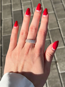 Bague Éternité Plaqué Or Rose avec Diamants pour Femme, Style Classique de Mariage, Sertissage Pavé, Pierre Ronde, Bijoux en Or 10K - Product Image 4