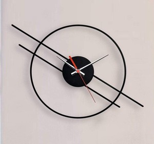 Minimalist Round Wall <b>Clock</b> Analog Quartz <b>Silent</b> Black Metal Face for Living Room - Product Image 3